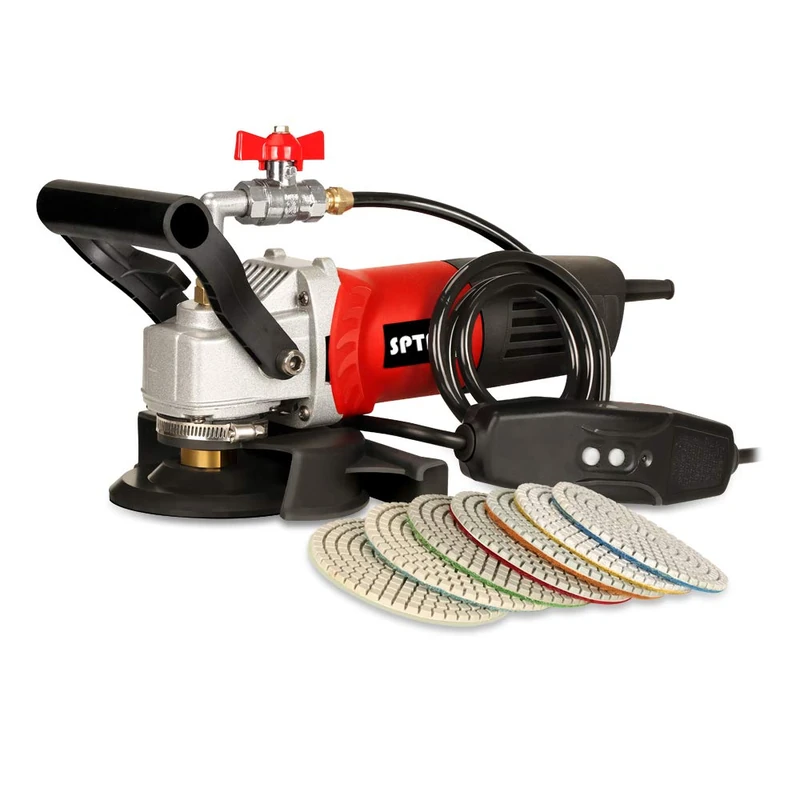 SPTA 800W 220V Wet Polishing Machine, Water Mill, High Speed Electric Polisher with 4 Inch Polishing Pad, Suitable for Marble, Grinding, Polishing etc -SPTA230VSEU