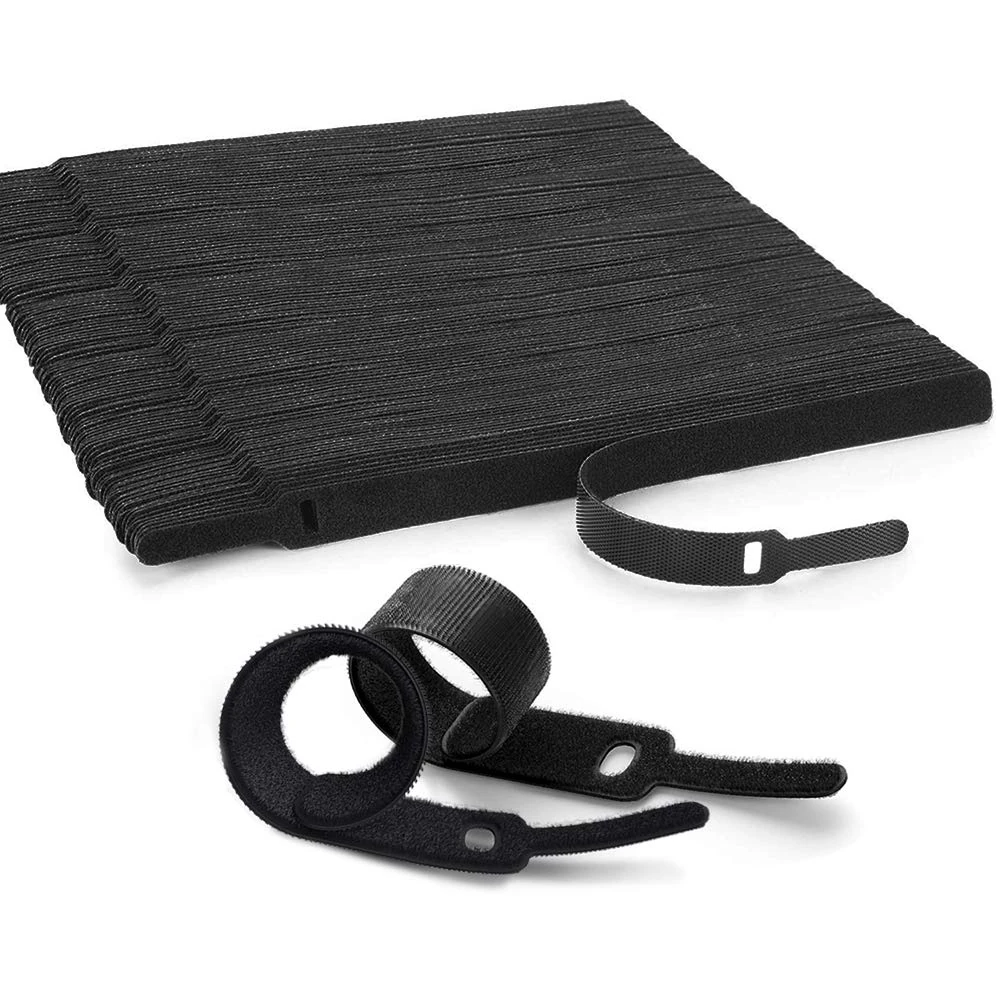 YIXISI 100 PCS Reusable Cable Ties, 6-Inch Multi-Purpose Reusable Hook and Loop Cable Ties, Black