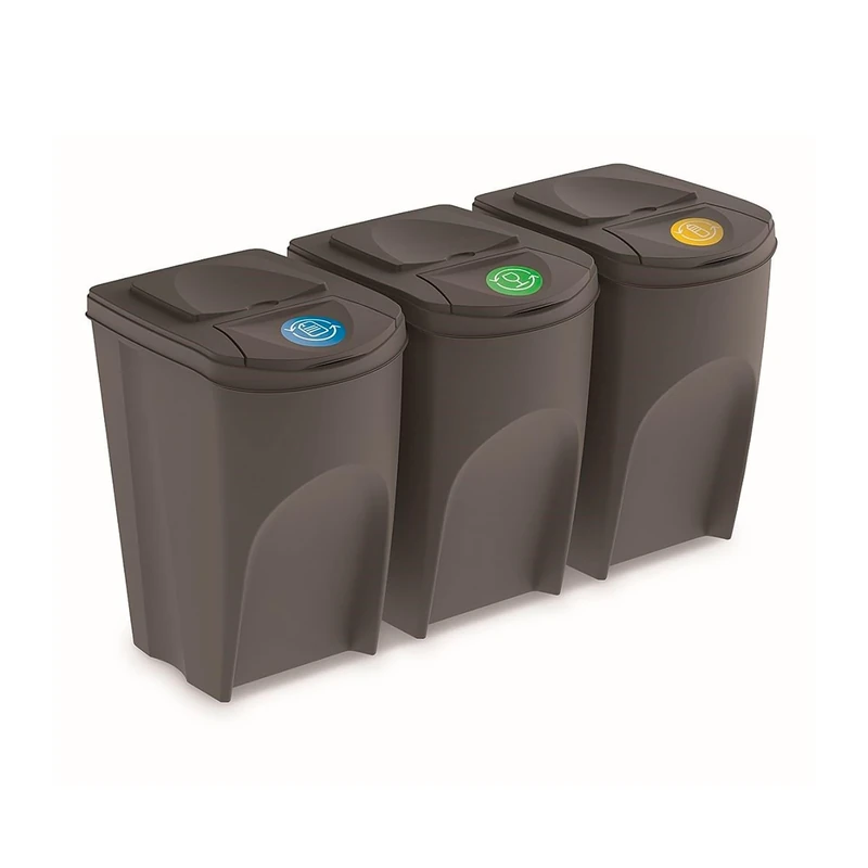 Prosperplast Sortibox Waste Separation System Waste Bin Container (3 x 35 L, Grey)