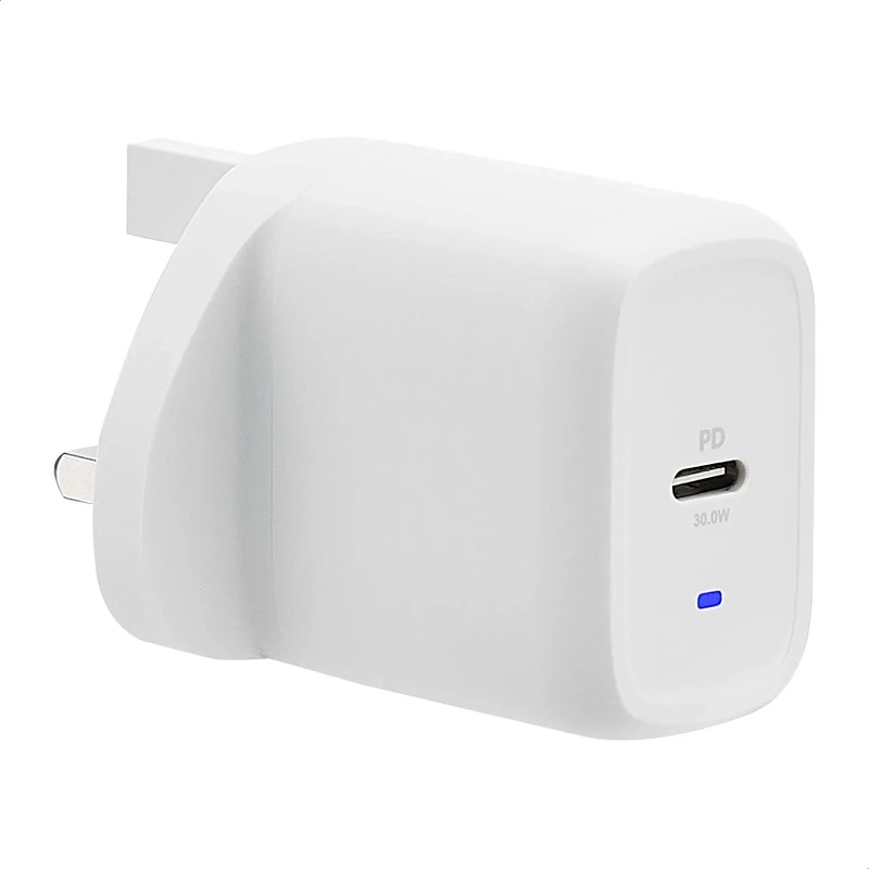 Amazon Basics 30W One-Port GaN USB-C Wall Charger For Tablets & Phones With Power Delivery, White (non-PPS)