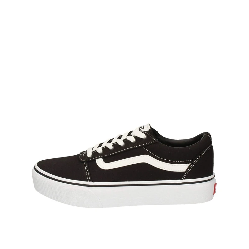 Vans Women's Ward Platform Canvas Sneaker, Canvas Black White, 2.5 UK