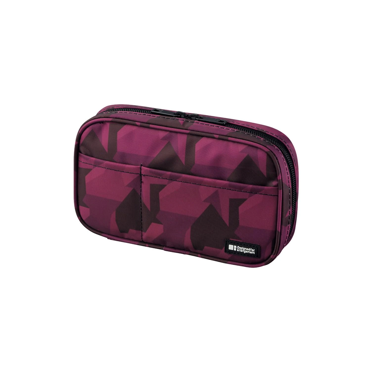 LIHITLAB Zipper Pen Case, 7.9 × 2 × 4.7 Inches, Maroon Camo (A7551-133)