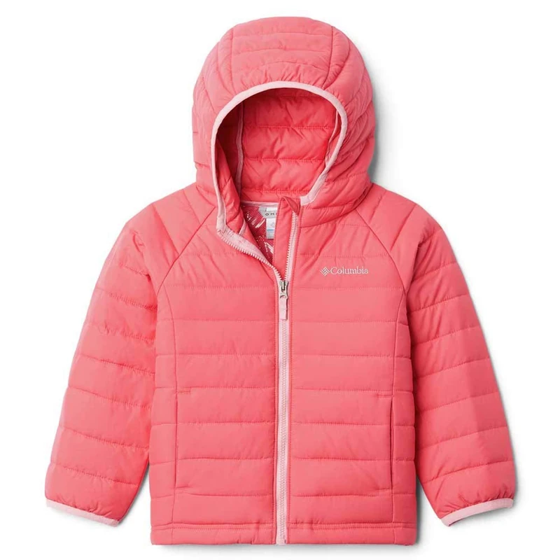 Columbia Girl's Powder Lite Hooded Jacket, Hooded Puffer Jacket, Bright Geranium, Size XXS