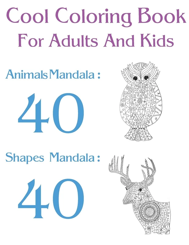Cool Coloring Book For Adults And Kids: Animal Mandala: 40 Shapes mandala: 40 - Image 1