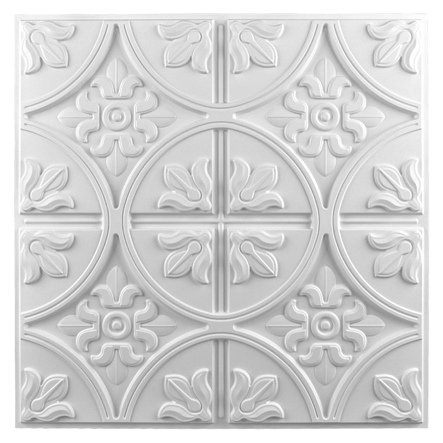 Art3d Pack of 48 Drop Ceiling Tiles 2x2, Glue-up Ceiling Panel, Suspended Ceilings Tiles Fancy Classic Style in White