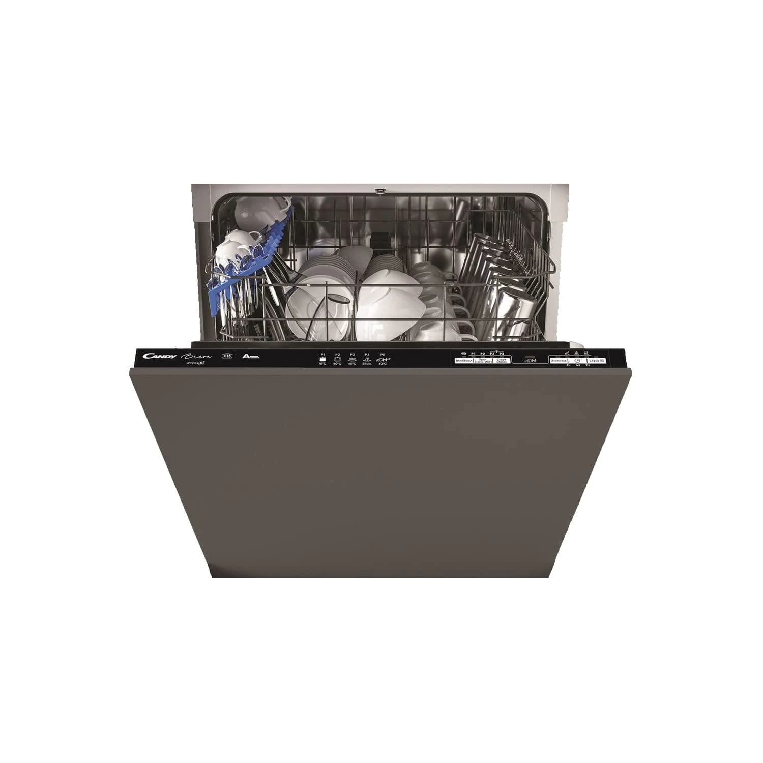 Candy CDIN 1L380PB-80 Integrated Full Size Dishwasher, 13 place settings, WIFI&Bluetooth, Black control panel