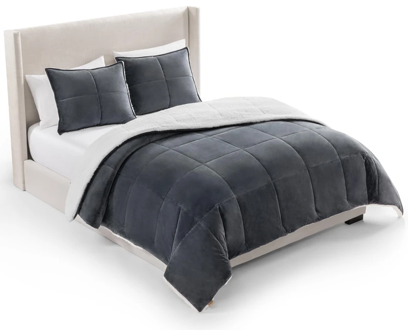 UGG 00519 Blissful Full-Queen Comforter Set Ultra Soft Velvety Flannel Oversized Comforter and Pillow Machine Washable Soft Cozy Bedding Queen Size Blanket Set for Bedroom Accent, Full/Queen, Imperial - Image 1