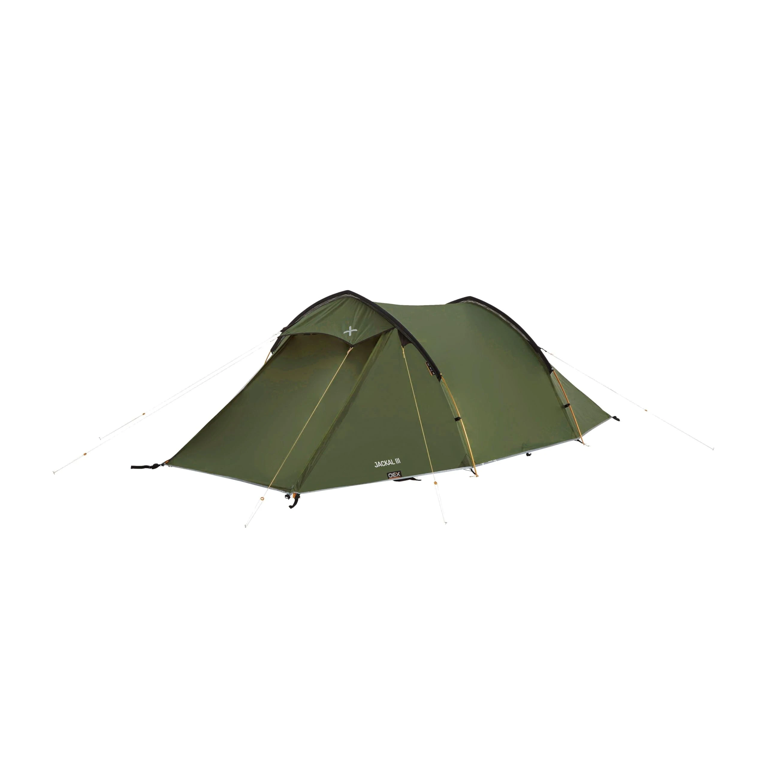 OEX Jackal III Tent for Three People with Porch, 3 Man, Compact, Lightweight, Tunnel, Easy to Pitch, 4 Season, Backpacking, Festivals, Weekend Trips, Wild Camping, Hiking, 5000mm HH, Green