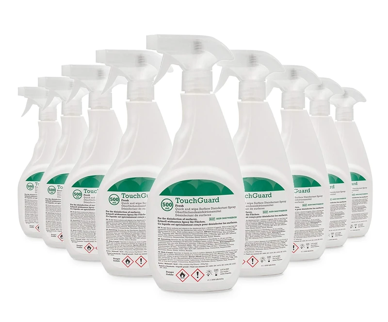 TouchGuard Fresh, Surface Disinfectant Spray, Multipack of 10 x 500ml - Made in UK