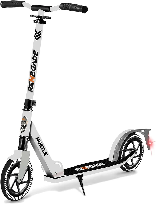 Hurtle Scooter for Kids Ages 8+, Adult Scooter Foldable w/ 200mm Big Wheels, 2 Wheel Stunt Scooters for Teenagers, Lightweight Kick Scooter, Adjustable Handlebar, Alloy Anti Slip Deck w/Carrying Strap