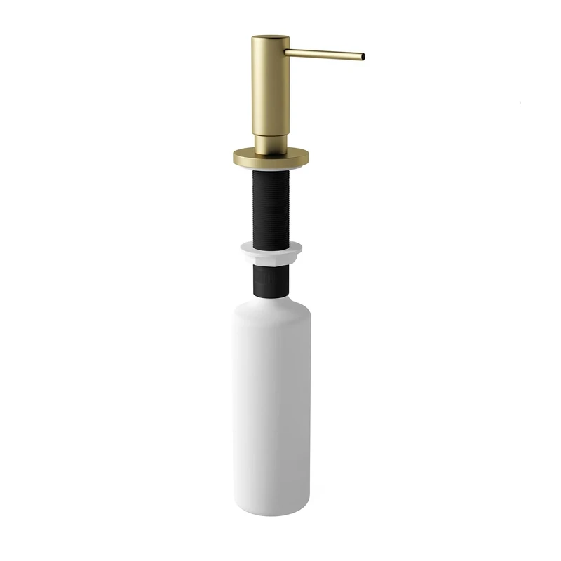 InSinkErator Built-in Kitchen Soap Dispenser - Refillable, Pump-Action Hand or Dish Washing Up Liquid Dispenser - 300 ml Tank - Brushed Gold