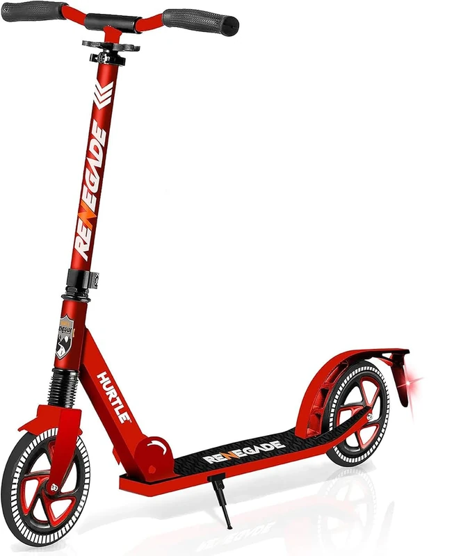 Hurtle Scooter for Kids Ages 8+, Adult Scooter Foldable w/ 200mm Big Wheels, 2 Wheel Stunt Scooters for Teenagers, Lightweight Kick Scooter, Adjustable Handlebar, Alloy Anti Slip Deck w/Carrying Strap