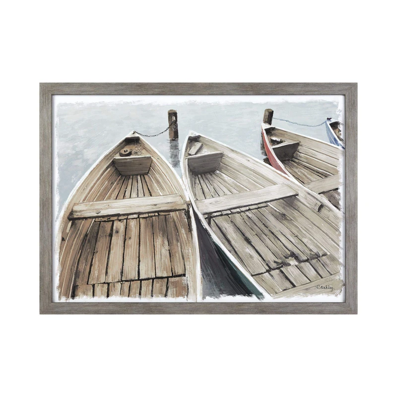 Houseboats - Framed glazed wall art picture (H53cm x W73cm) - Image 1