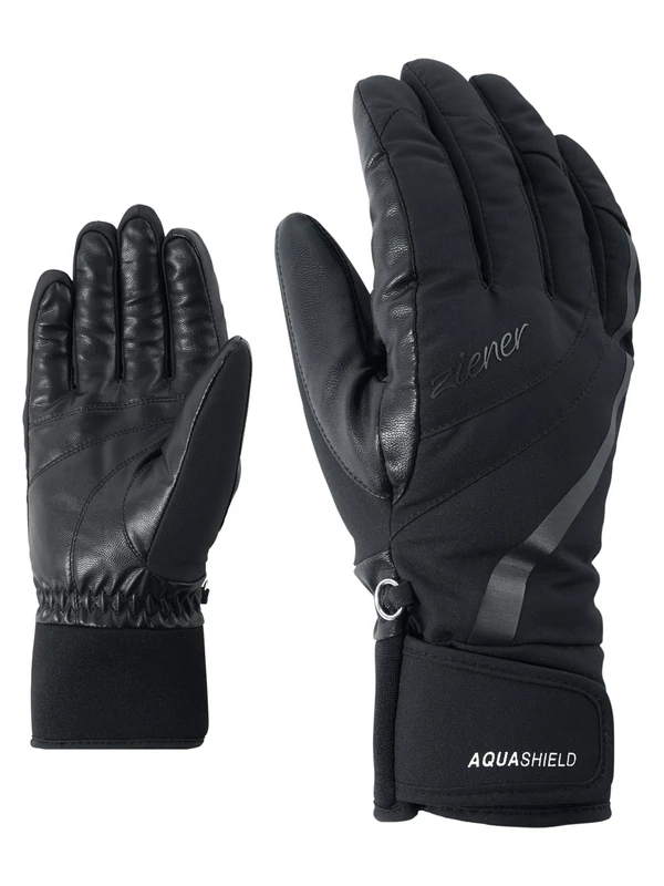 Ziener Kitty As Women's Ski Gloves Winter Sports Waterproof Breathable, womens, Ski gloves, winter sports, waterproof, breathable., 801165, Black, 8