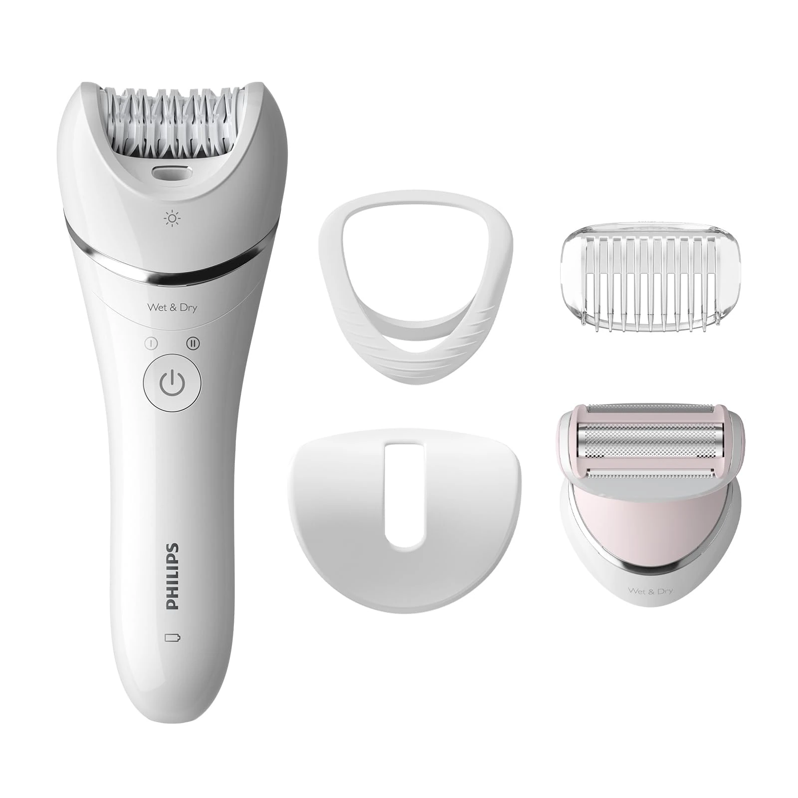 Philips Series 8000 Epilator, Wet and Dry Cordless Hair Removal for Legs and Body with 5 Accessories, Including Shaver Head - BRE710/01