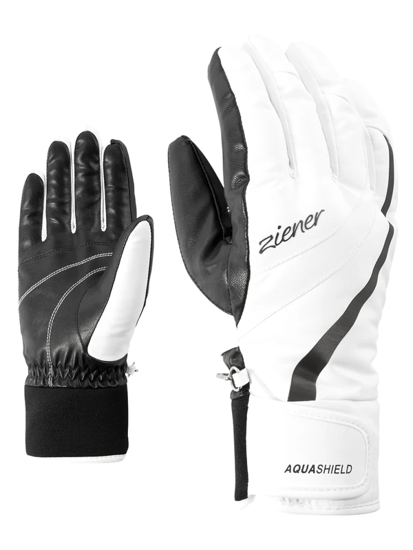 Ziener Kitty As Women's Ski Gloves Winter Sports Waterproof Breathable, womens, Ski gloves, winter sports, waterproof, breathable., 801165, White, 8.5
