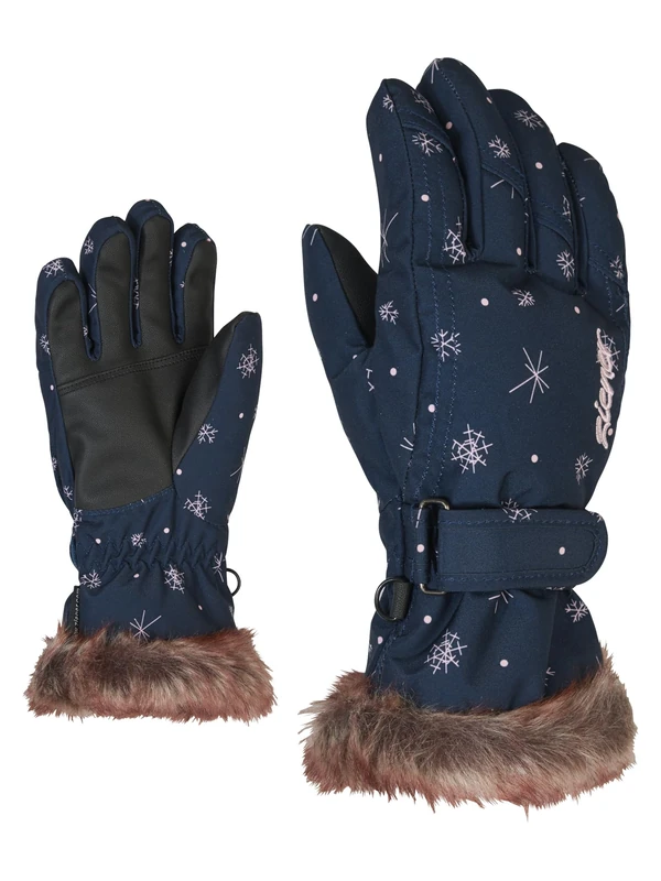 Ziener Girls' LIM Ski Gloves/Winter Sports Warm Breathable Snowcrystal Print 6.5