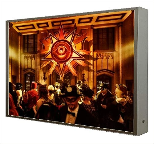 Picture with Wooden Frame Lacquered White Illuminated with LED Light Masquerade Party