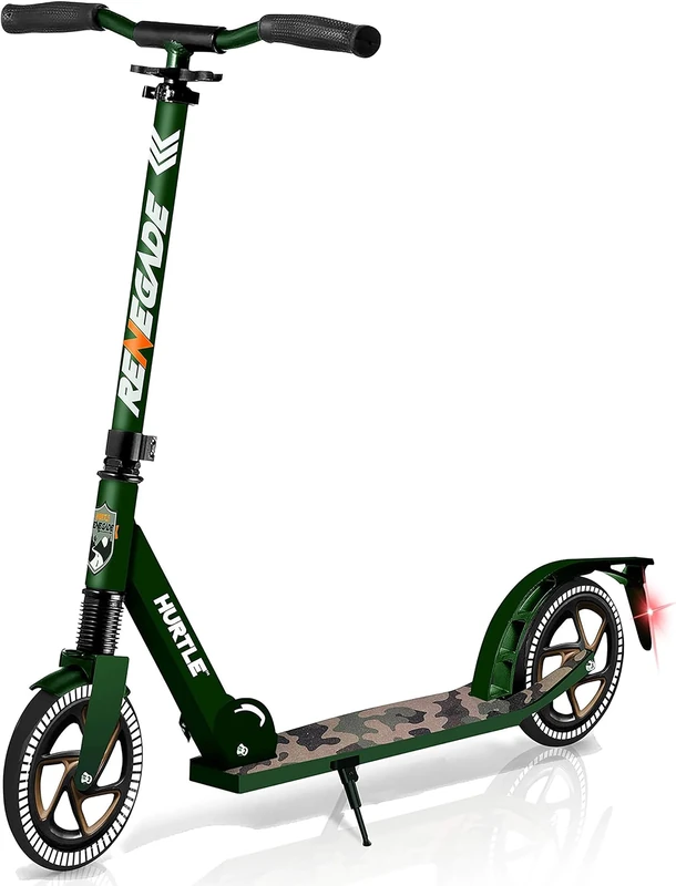 Hurtle Scooter for Kids Ages 8+, Adult Scooter Foldable w/ 200mm Big Wheels, 2 Wheel Stunt Scooters for Teenagers, Lightweight Kick Scooter, Adjustable Handlebar, Alloy Anti Slip Deck w/Carrying Strap