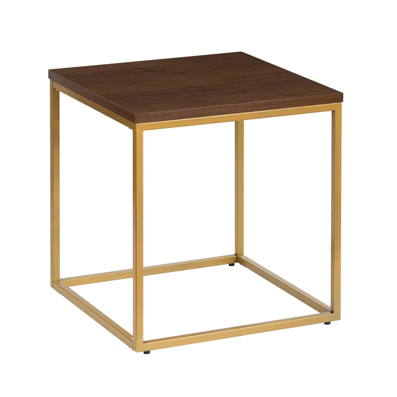 ASPECT Regis Side Table/End Table/Nightstand (Walnut/Gold, 45x45x46(H) cm), ST81WN/G