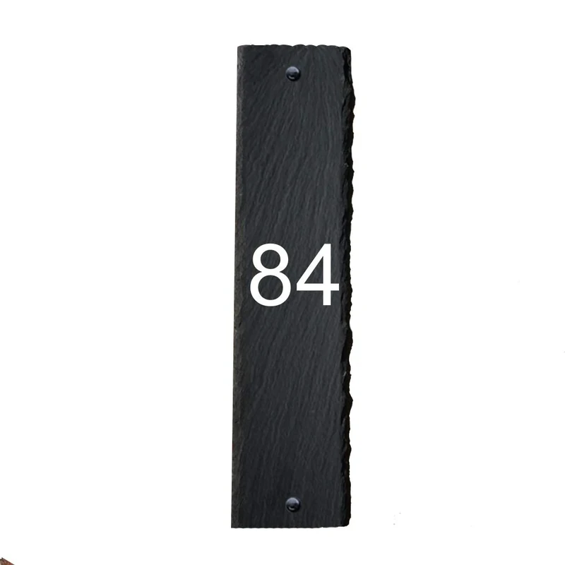 Slate House Signs Personalised Door Number Plaques for Wall Outside UV Printed Natural Slate Rustic Choice of 5 Sizes 6 Fonts Ideal For Home, Office, Gate, Porch(30X7cm Rectangle, Number)