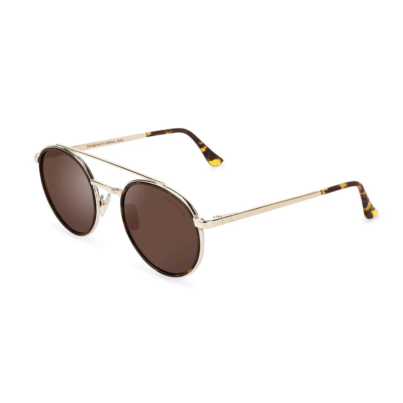 CLANDESTINE - Sunglasses Pure 16 Gold Matte Havana Brown - Brown Nylon Lenses and Steel Frame - Sunglasses for Men and Women - Smart Vision Technology - More Sharpness and Less Glare