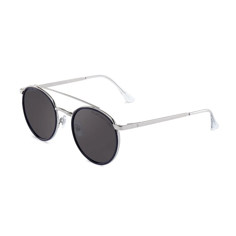 CLANDESTINE - Sunglasses Pure 16 Silver Navy Blue Grey - Grey Nylon Lenses and Steel Frame - Sunglasses for Men and Women - Smart Vision Technology - More Sharpness and Less Glare