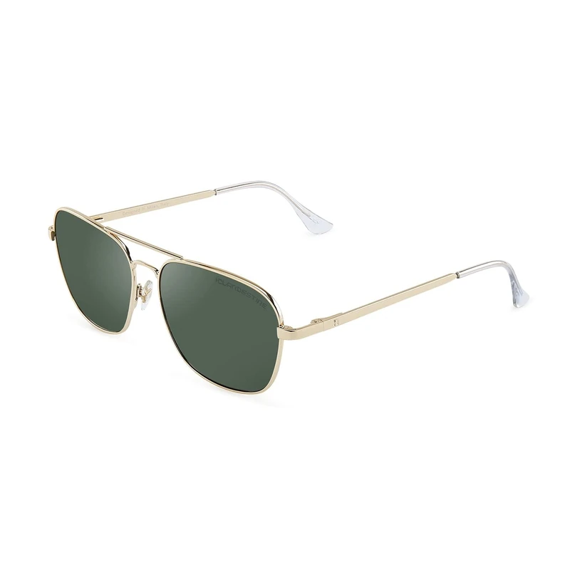 CLANDESTINE - Sunglasses B-Pilot 18 Gold Dark Green - Green HD Nylon Lenses and Stainless Steel Frame - Sunglasses for Men and Women - Smart Vision Technology - More Sharpness and Less Glare - Image 1