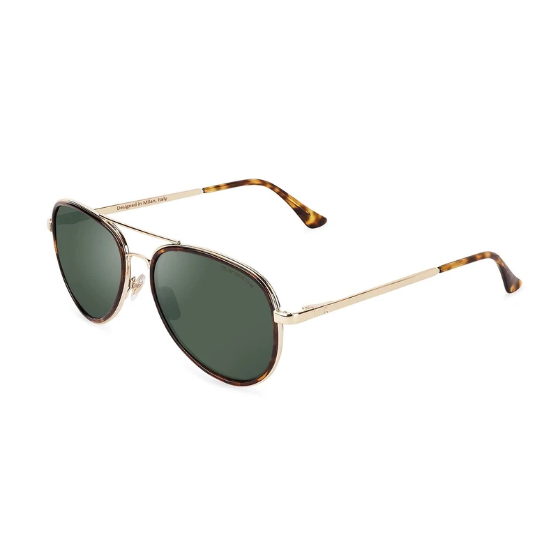CLANDESTINE - Sunglasses A15 Gold Havana Dark Green - HD Nylon Lenses and Stainless Steel Frame in TR90 - Unisex Sunglasses - Smart Vision Technology - More Sharpness and Less Glare