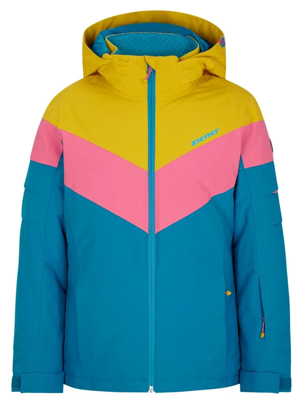 Ziener Alja Junior Girls' Ski Jacket Waterproof Windproof Warm, girls, Children's ski jacket, winter jacket, waterproof, windproof, warm, 207907, Steel blue, 104 (EU)