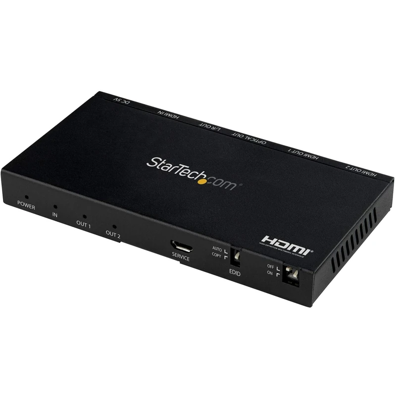 StarTech.com 2-Port HDMI Splitter (1x2) - 4K 60Hz UHD HDMI 2.0 Audio Video Splitter w/Scaler & Audio Extractor (3.5mm/SPDIF) - Dual HDMI Splitter (1-In 2-Out) - EDID Copy - TV/Projector (ST122HD20S)
