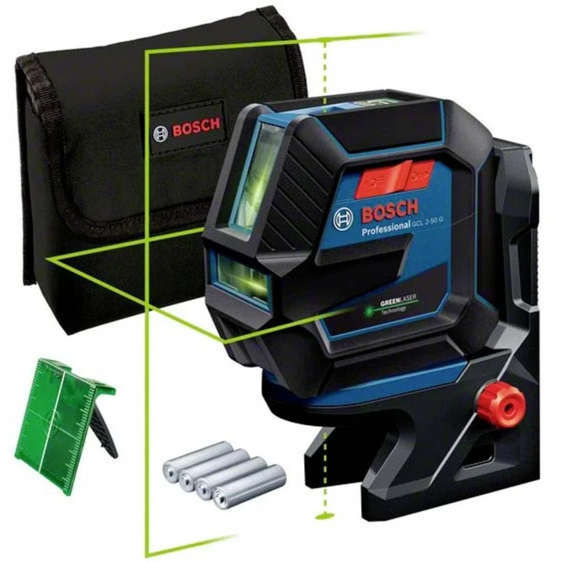 Bosch Professional Laser Level GCL 2-50 G (Green Laser, Interior, RM 10 Mount, Visible Working Range: up to 15m, 4X AA Battery, in Cardboard Box)