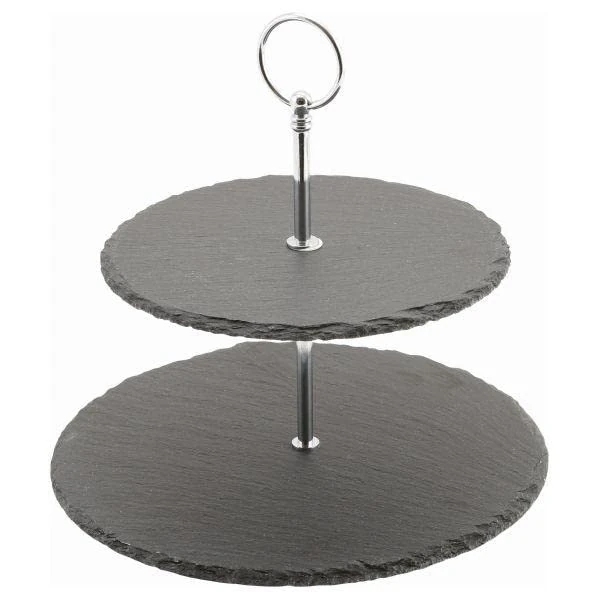 Genware Slate 2 Tier Cake Stand - Case of 6