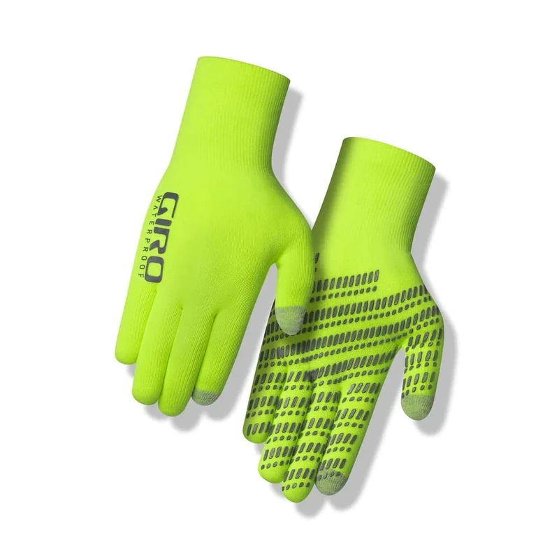 Giro Xnetic H2O Glove Waterproof Breathable Flexible RainGuard Membrane for Road, Gravel, Trail Riding, Nylon Outer Shell, Hypoallergenic Liner, Temp Down to 40°F/5°C, Color: Hi Viz Yellow, Size: M