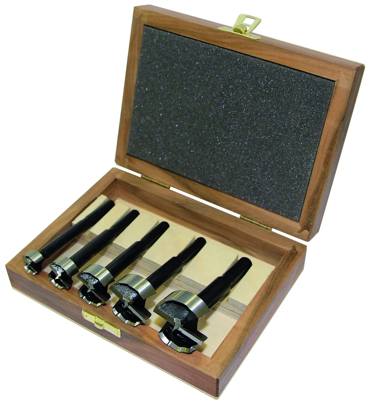 Black Shark Pro Forstner Drill Bit Set 5 Pieces Diameter 15-20-25-30-35 mm Length 90 mm in Wooden Case