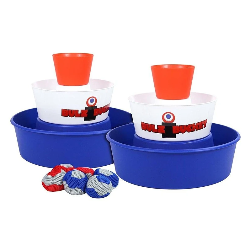 BULZiBUCKET Garden, Beach, Pool, Camping Game, Perfect for Family Game Night, Ages 8 and Up, Includes BULZiBUCKET, Red/White/Blue