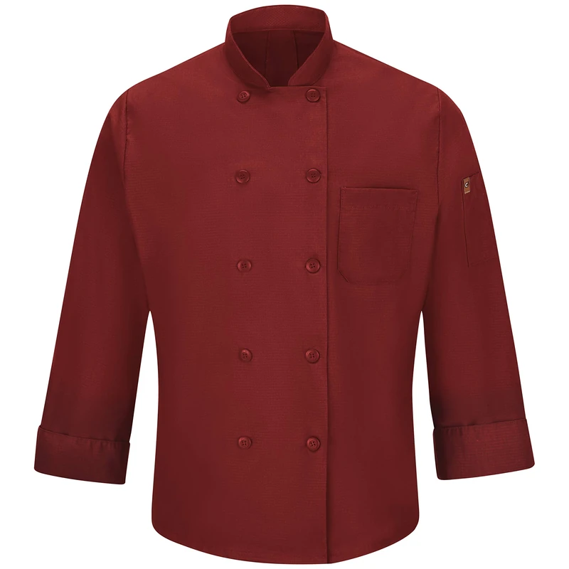 Red Kap Men's Long Sleeve Ten Button Chef Coat with Mimix and Oilblok, Fireball Red, XXXXL