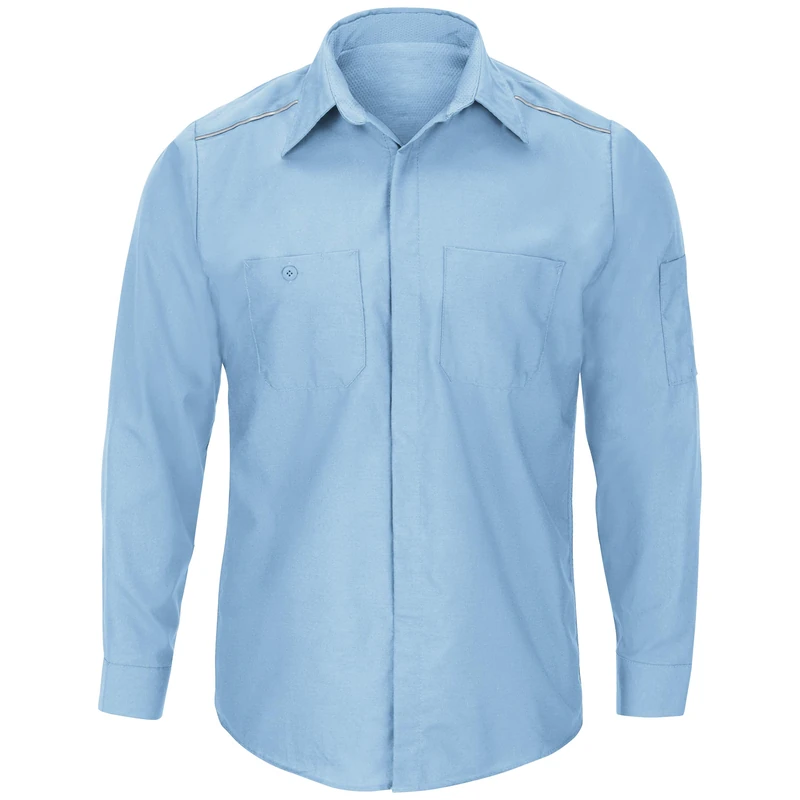 Red Kap Men's Long Sleeve Pro Airflow Work Shirt Button, Light Blue, XL