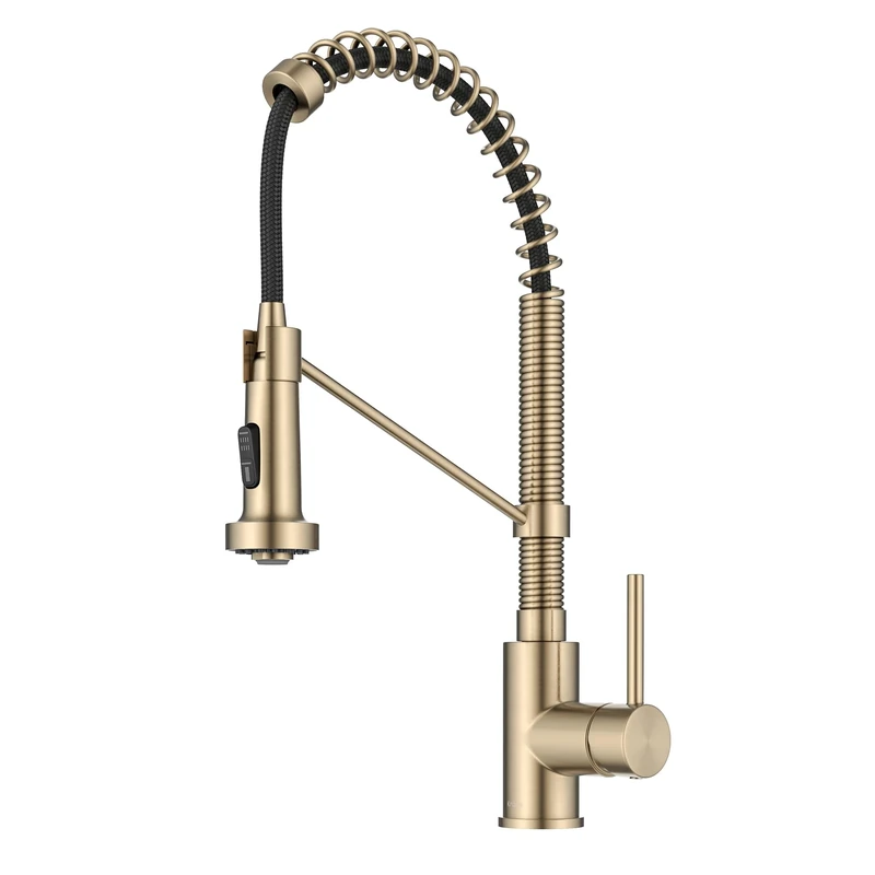 Kraus KPF-1610SFACB Bolden 18-Inch Single Handle Commercial Style Pull-Down Kitchen Faucet with Dual Function Sprayer, Spot Free Antique Champagne Bronze