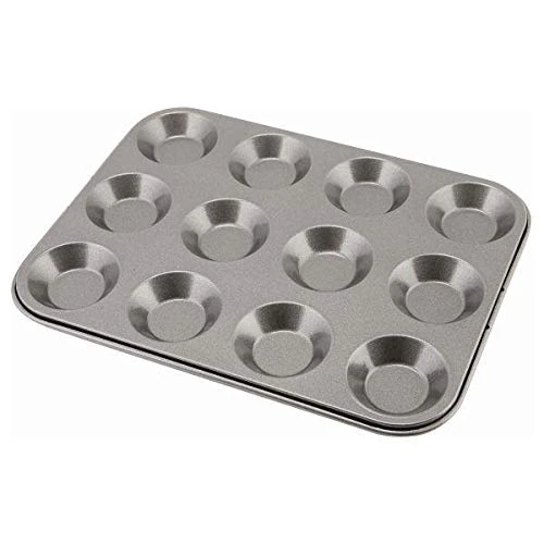 Genware Carbon Steel Non-Stick 12 Cup Bun Tray - Case of 6