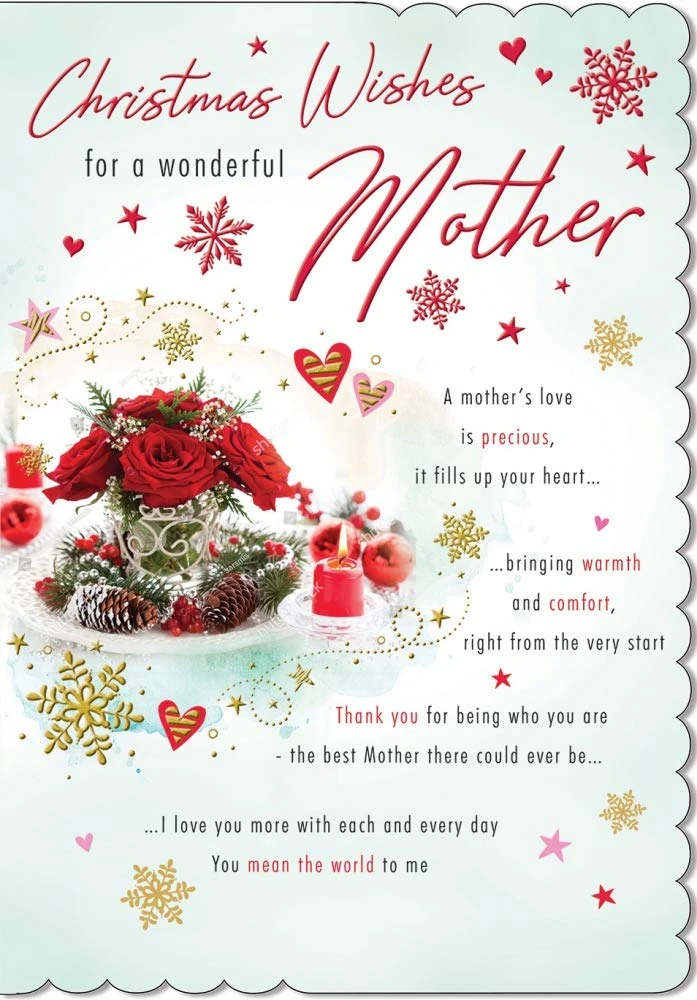 Piccadilly Greetings Photo Christmas Card Mother - 9 x 6 inches