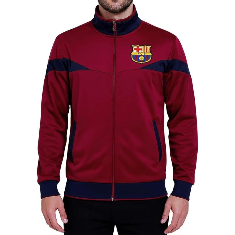 Icon Sports Men's Fc Barcelona Track Jacket Full-Zip, Red, S