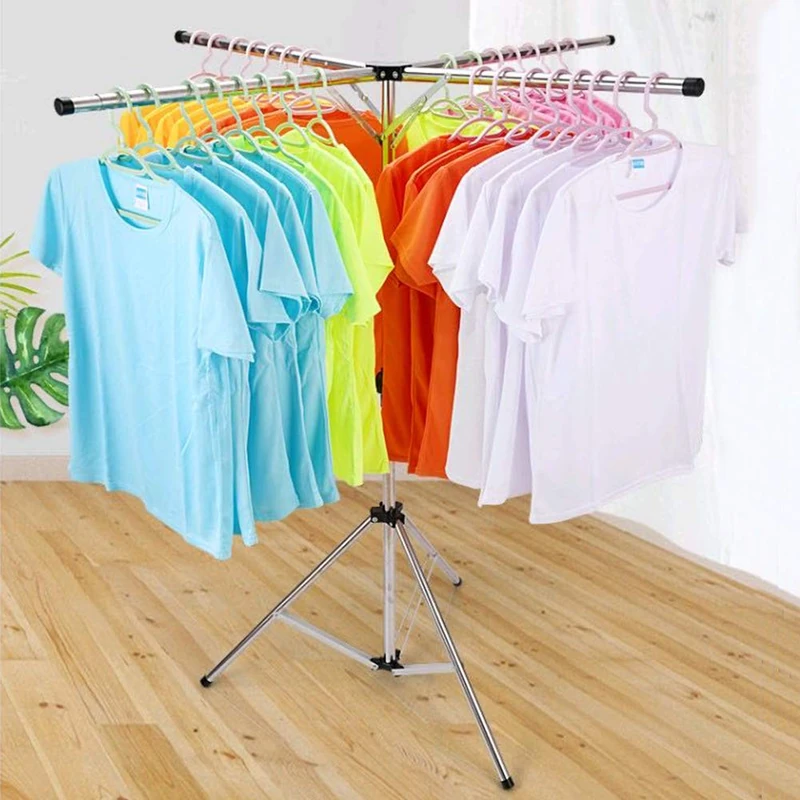 Luckincolt Collapsible Clothes Rack Foldable Portable Space Saving Clothes Drying Rack High Capacity Stainless Steel Laundry Drying Rack with 4 Branches - Image 1
