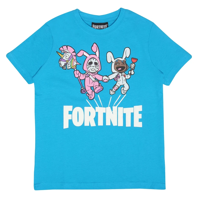 Fortnite Boys Bunny Trouble T-Shirt - Azure Blue - Ages 7-15
