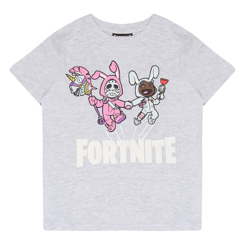 Fortnite Bunny Trouble T-Shirt - Heather Grey Kids 7-15 Years