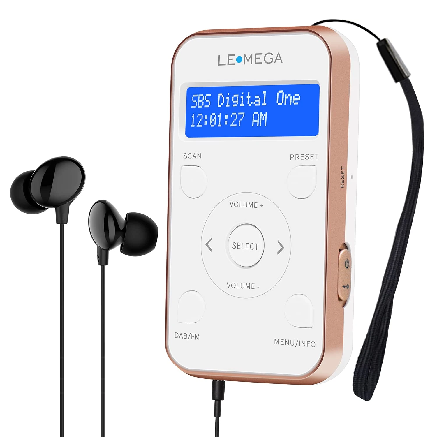 LEMEGA PR1 Pocket DAB/DAB+Digital Radio,Portable Personal Mini DAB Sports Radio with Earphone,Rechargeable Battery with 10hr Playtime,20 Station Presets-Champagne