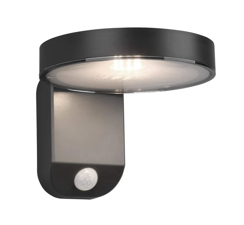 Reality Leuchten Posadas R22251142 LED Solar Outdoor Wall Light Plastic Anthracite with 4.5 Watt LED Motion Sensor