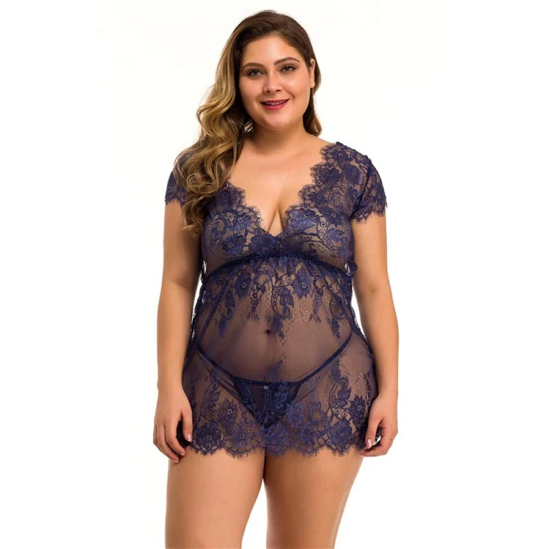 Women's Erotic Apparelplus Size Women Sexy Lingerie Hot Erotic Porn Baby Doll Nightwear Black Sex Underwear Cosplay Sleepwear Nightdress Costume-03_XXL - Image 1
