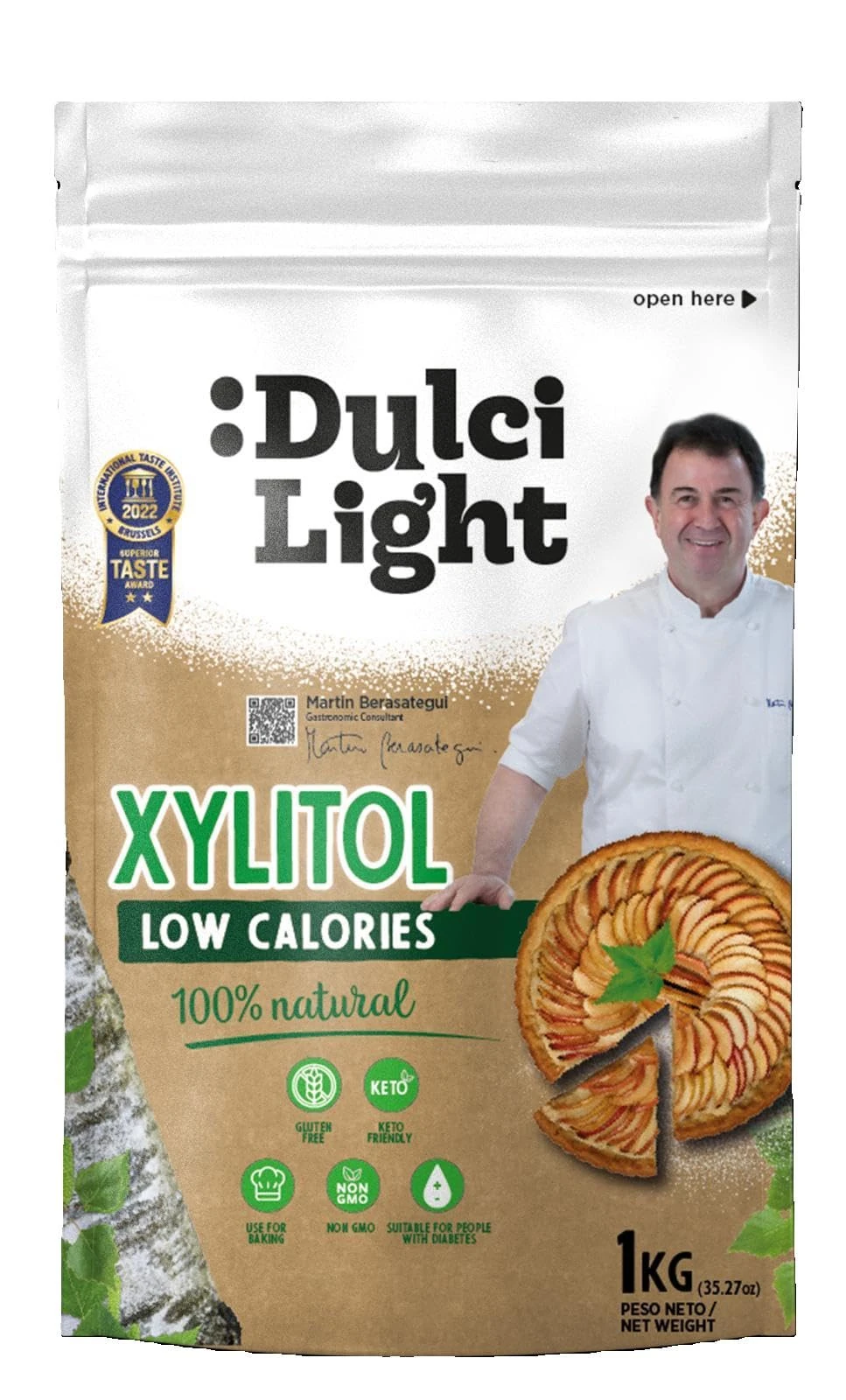 Dulci Light Xylitol Sweetener - Naturally Extracted from Birch Bark, 40% Fewer Calories than Sugar, Keto, Vegan, Coeliac and Diabetic Friendly Sugar Free Granules for Food and Drinks - 1kg