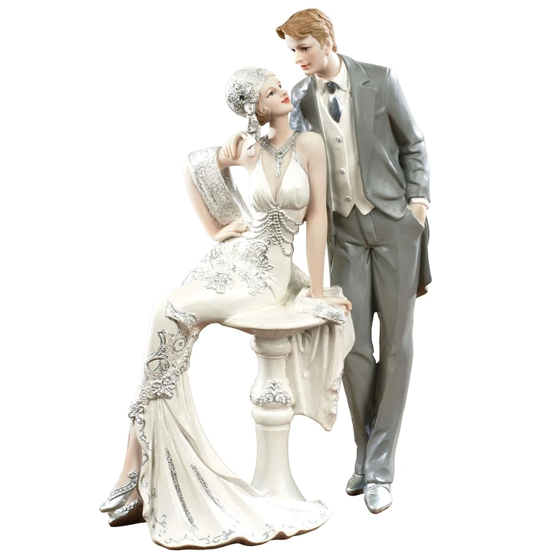 Touch of Class Love That Lasts Happy Couple Bride Groom Wedding Figurine - Resin - Gray, Off White - Dapper Duo Anniversary or Wedding Gift for Bedroom, Living Room, Dresser, Book Shelf